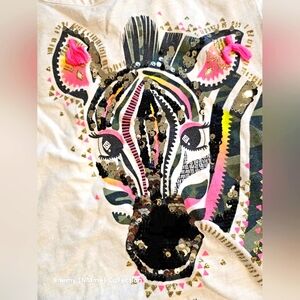 Colorful Sequined Zebra Graphic Tee
